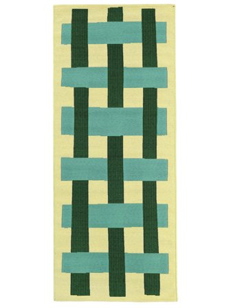 Washable Indoor/Outdoor Rug Checkered Charlie Green Runner Small Oeko-Tex