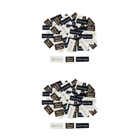 1/2/3/5 100x handgjorda engelska etiketter Taggar Tyg DIY-kläder Handmade Crown Print 120 Pcs 2Set