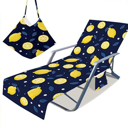 Sommarstrandhandduk Fashion Print Solbad Sängstol Överdrag med Fick Lazy Lounger Stol Strandhandduk