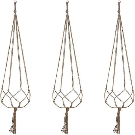 Makrame Hengekurv, 3 stk Bomulls Tau Hengekurv Plante Kurv Holder (122 cm)