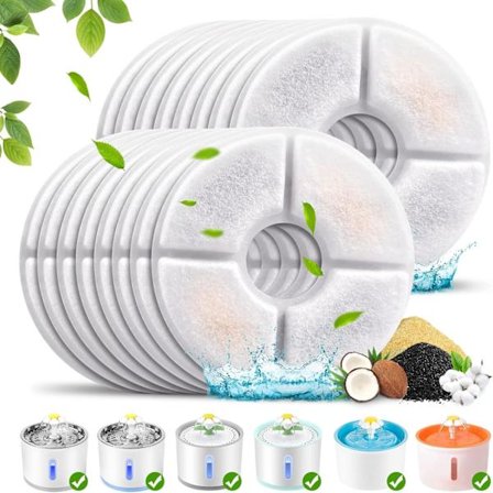Kattvattenfontänfilter, 16-pack utbytesfilter kompatibelt med 81oz/2,4L kattvattenfontän, Multi-Filtration System Aktivt kolfilter