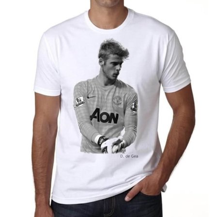 T-shirt Herr - ULTRABASIC - David De Gea - 100% Bomull - Korta Ärm - Vintage Vit