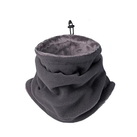2-i-1 hals og lue for løping, sykling utendørs med pels inni, grå