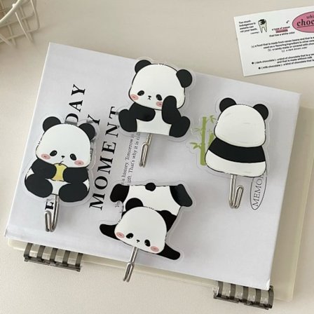 4 stk. Panda Væg Krog Håndklædeholder Badeværelse Rustfrit Stål Se