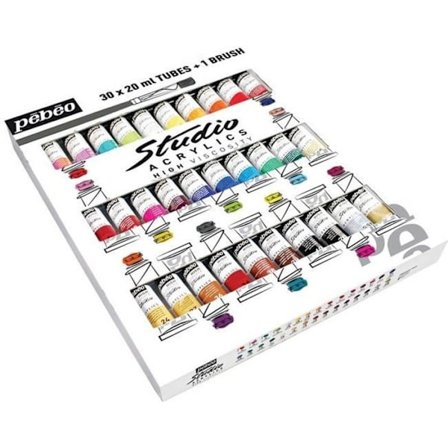 PEBEO Studio Acrylics 30 tuber 20 ml + borste