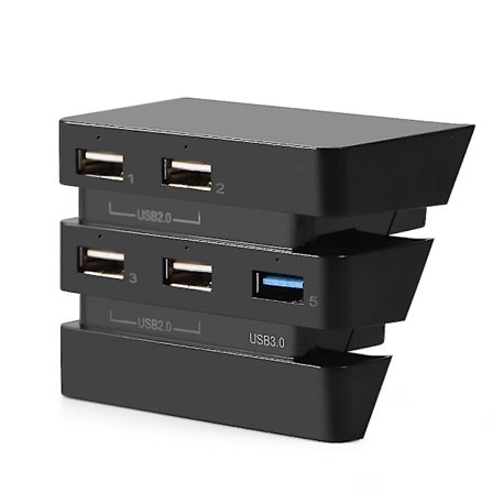 USB Hub med 5 porte - Højhastighedsudvidelsesadapter til PS4 Pro Spilkonsol 2.0 og 3.0