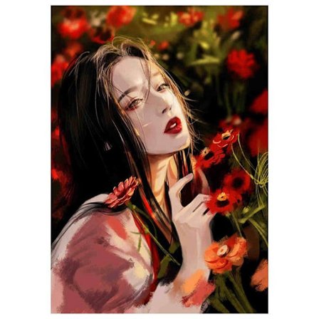 (30*40cm Porträtt) Diamantmålning Full Circle Kit Rhinestone Pi