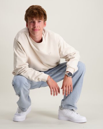 Lyle & Scott Heavy Weight Drop Shoulder Crew Beżowy Swetry Chłopiec - Kids Brand Store