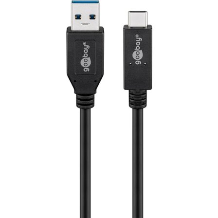 USB-C -kabel USB 3.2 Gen 2, 3 A, 1 m, svart