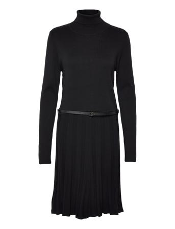 Dresses Flat Knitted Knælang Kjole Sort Esprit Collection