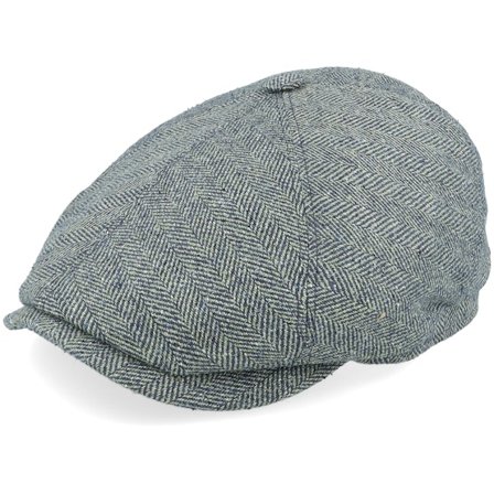 Stetson - Groen flatcap Cap - 6-panel Silk Green/Blue Herringbone Flat Cap @ Hatstore