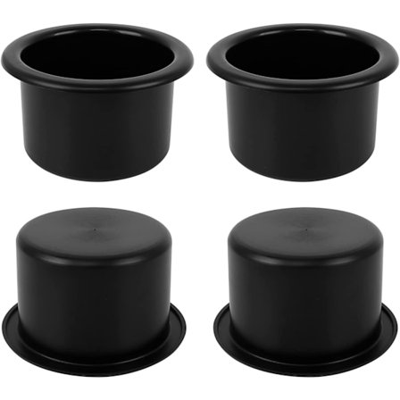 4 stk. koppholder i plast, universell svart koppholder