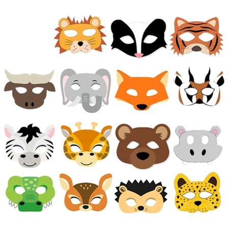 12/15 KPL Sarjakuva eläinnaamari Jungle Animal Face Cover 15 KPL