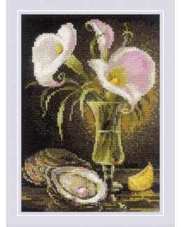 Broderipakke Bilde Liljer og østers - Riolis