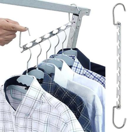 4-pack Multifunktionell Utrymmesbesparande Metallhängare Med Krok 6 Hål