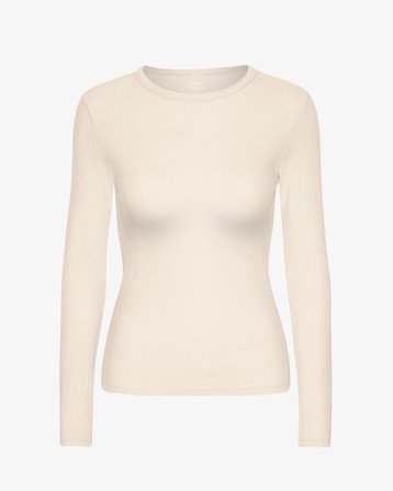 Women Organic Rib LS T-Shirt - Ivory White XS