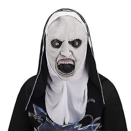 Nun Scary Latex Mask Halloween Party Town Nun Mask Cosplay Kostym Full Head Creepy Mask Witch Mask Zombie Evil Dress Up