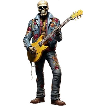 Mini Resin Skjelett Ornamenter Day Of The Dead Statue Rockeband Figur, Halloween Dekor Gaver til Venner (15cm)C