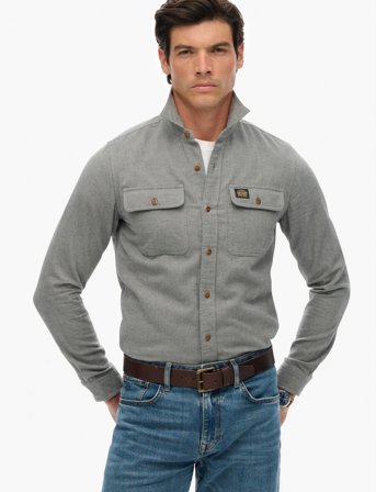 Superdry Flannel Workwear Shirt - Grey - M