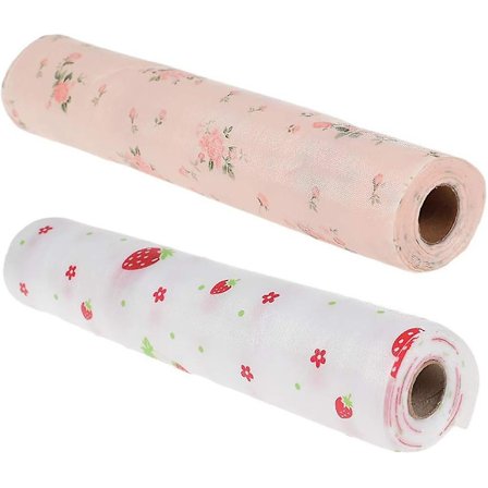 2 Ruller Skuffehyldepapir uden klæb, sæt med dekorative hyldepapir til køkkenskabe, fugtbestandigt, smukt blomstermønster