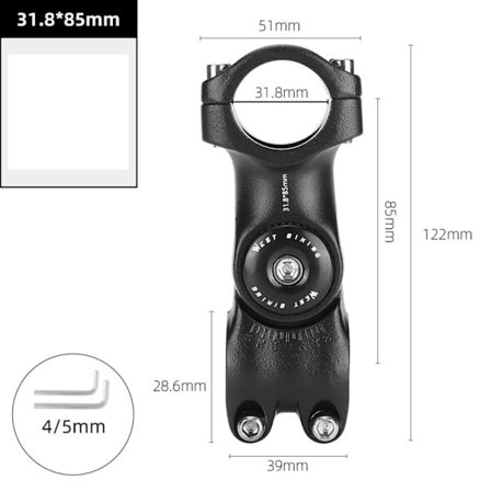 Polkupyörän ohjaustanko Mountain Road Bike ohjaustanko 31.8X85MM