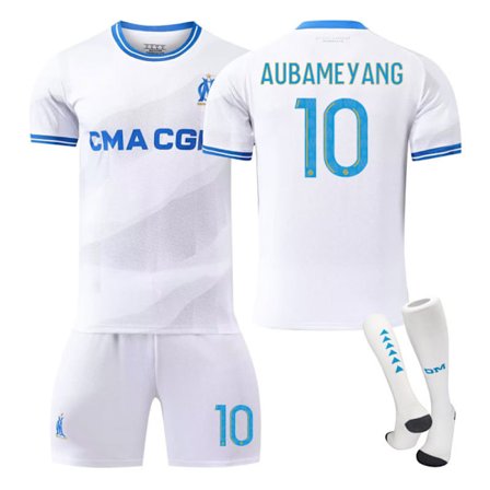 23-24 Marseille Hemma Fotbollströja Barn Student Träningsdräkt Jersey Sportkläder NO.10 AUBAMEYANG NO.10 AUBAMEYANG{GKS}