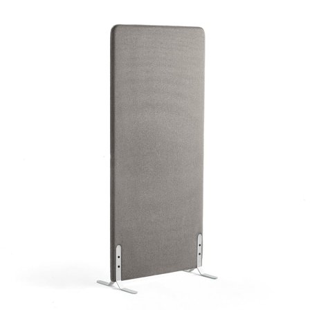 Skärmvägg ZONE, 1700x800x46 mm, tyg Rivet, vita ben, silvergrå