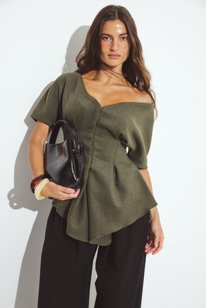 NA-KD ART Schulterfreies Oberteil - Schulterfreie Oberteile - Grün - EU 42