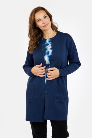 SIGNATURE - Langærmet Cardigan - Navy - Lommer