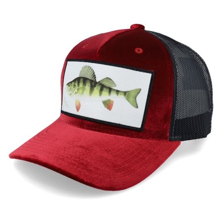 Skillfish - Red trucker Czapka Z Daszkiem - Perch Fishing Velvet Red/Black A-frame Trucker @ Hatstore
