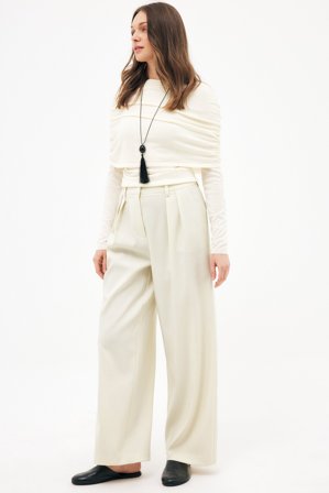 NA-KD Wide High Waist Suit Pants - Kontorbukser - Hvid - EU 34