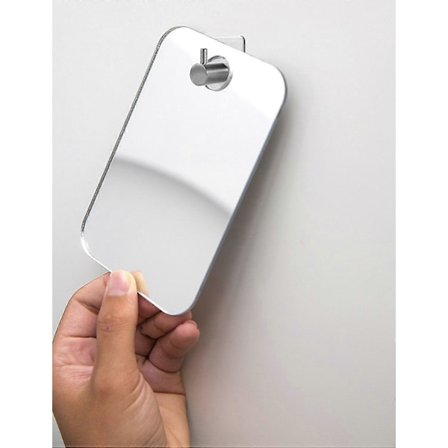 Dusjspeil som ikke dugger, vegghengt dusjspeil, uknuselig barberingsspeil, duggfritt dusjspeil med selvklebende rustfri stålkrok 17 cm L x