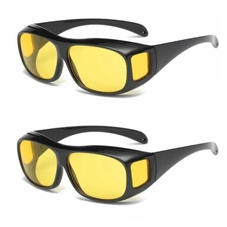 2-delt kørebrillesæt - Antireflekterende nattesyn, gule linser, UV400-beskyttelse, reducerer blænding, unisex.