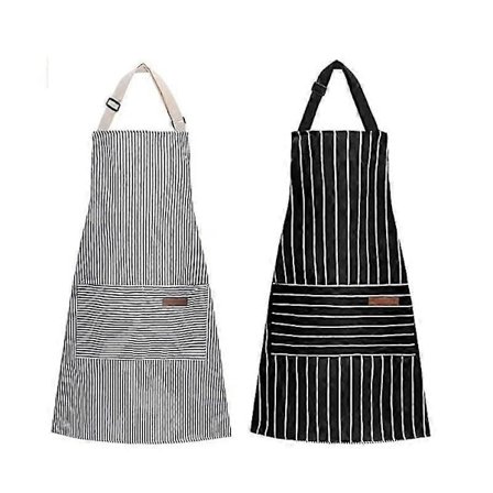 Justerbart hagesmæksforklæde - Madlavningsforklæder med 2 lommer Bomuldsbånd Kokkeforklæde til kvinder Mænd Bagning Havearbejde 2 stk