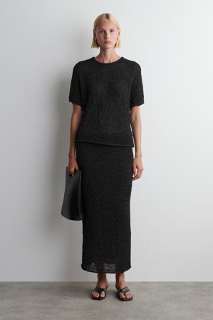 COS Femme Haut Texturé En Maille Ajourée in Noir