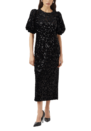 Y.A.S YASSOFIE Midiklänning med paljetter Klänningar Dam Svart M