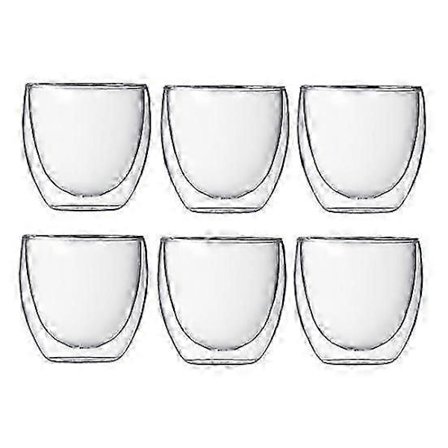 6 stk 80 ml 2,7 oz Glass Dobbeltvegg Varmeisolert Tumbler Espressokopp Tekopp (FMY)