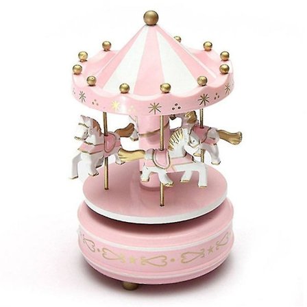 Karrusel spilledåse i træ, legetøj til børn, gaveoprulningsmusikæske