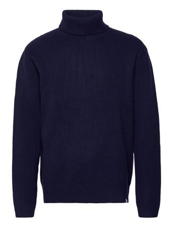 Eddie Wool Rib Rollneck Knit Navy Les Deux