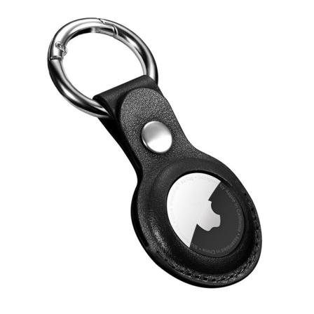 Apple Airtag Hållare Äkta Läder Nyckelring Svart Svart One Size