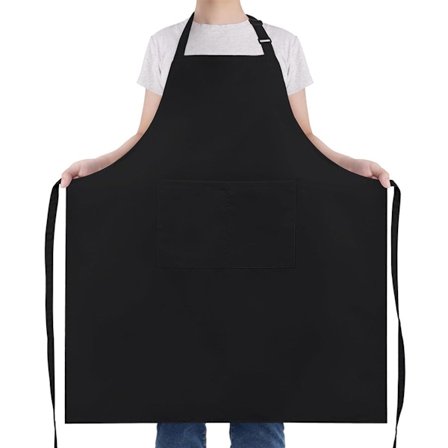 Vandtæt forklæde til madlavning, grillning og arbejde - 97x88cm Unisex med lommer, justerbar nakkestrop - Sort