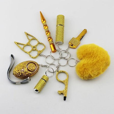 8 stk Selvforsvars Nøkkelring Sett For Kvinner Sikkerhet Personlig Alarm Bærbar Nøkkelring