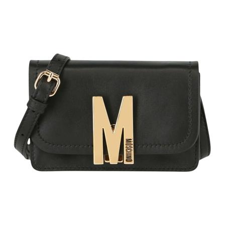 Moschino Logo Plaque Crossbody Väska svart, Dam, Dam, Storlek: ONE SIZE