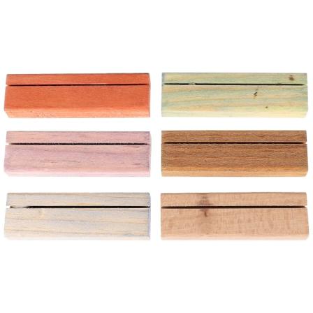 6 stk. PlasskortHoldere Tre Bordskilt Holdere Bordnummer Stativ Retro Melding Kort Holdere Tre-18X2.4CM Wood-1 8X2.4CM