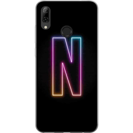 Yhteensopiva Puhelinkuori Huawei Huawei P smart 2019 Minimalistinen neonkirjain N värinvaihtuvassa valossa mustaa taustaa vasten