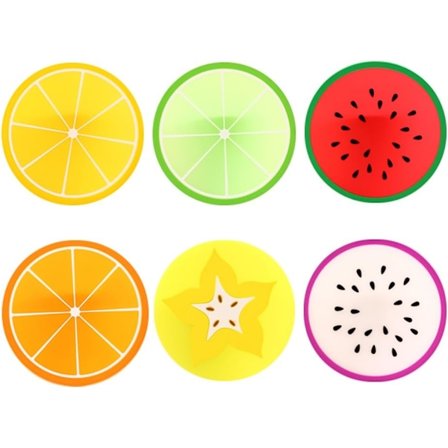 Briljanta Silikon Fruktskiva Dryckunderlägg/Skärbräda Bordstablett/Koppmatta/Pad (6 st)