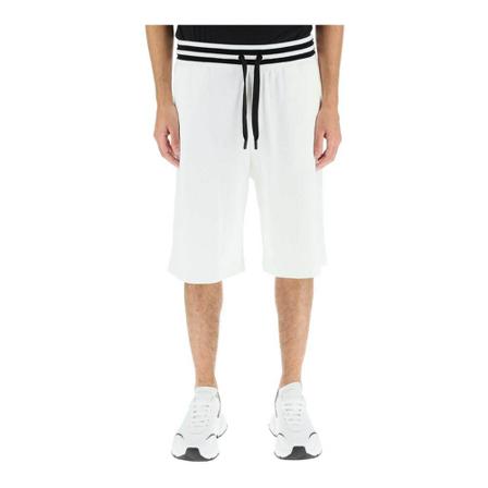 Dolce & Gabbana Jogger shorts with logo patch Hvid, Herre Chino Shorts