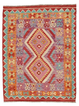 Tejida A Mano Kilim Afghan Old Style Alfombra 133X172 De Lana Rojo Oscuro/Marrón Pequeño