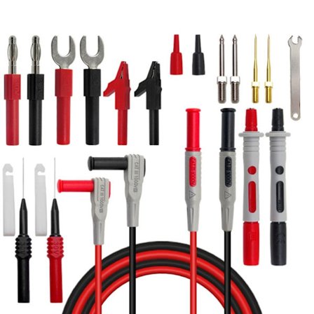 19-delt Multimeter Ledningssett Multimeter Prober Testledningssett