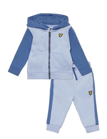 Colour Block Bb Zip Thru Hoodie And Jog Set Sets Sweatsuits Blå Lyle & Scott Junior*Betinget Tilbud